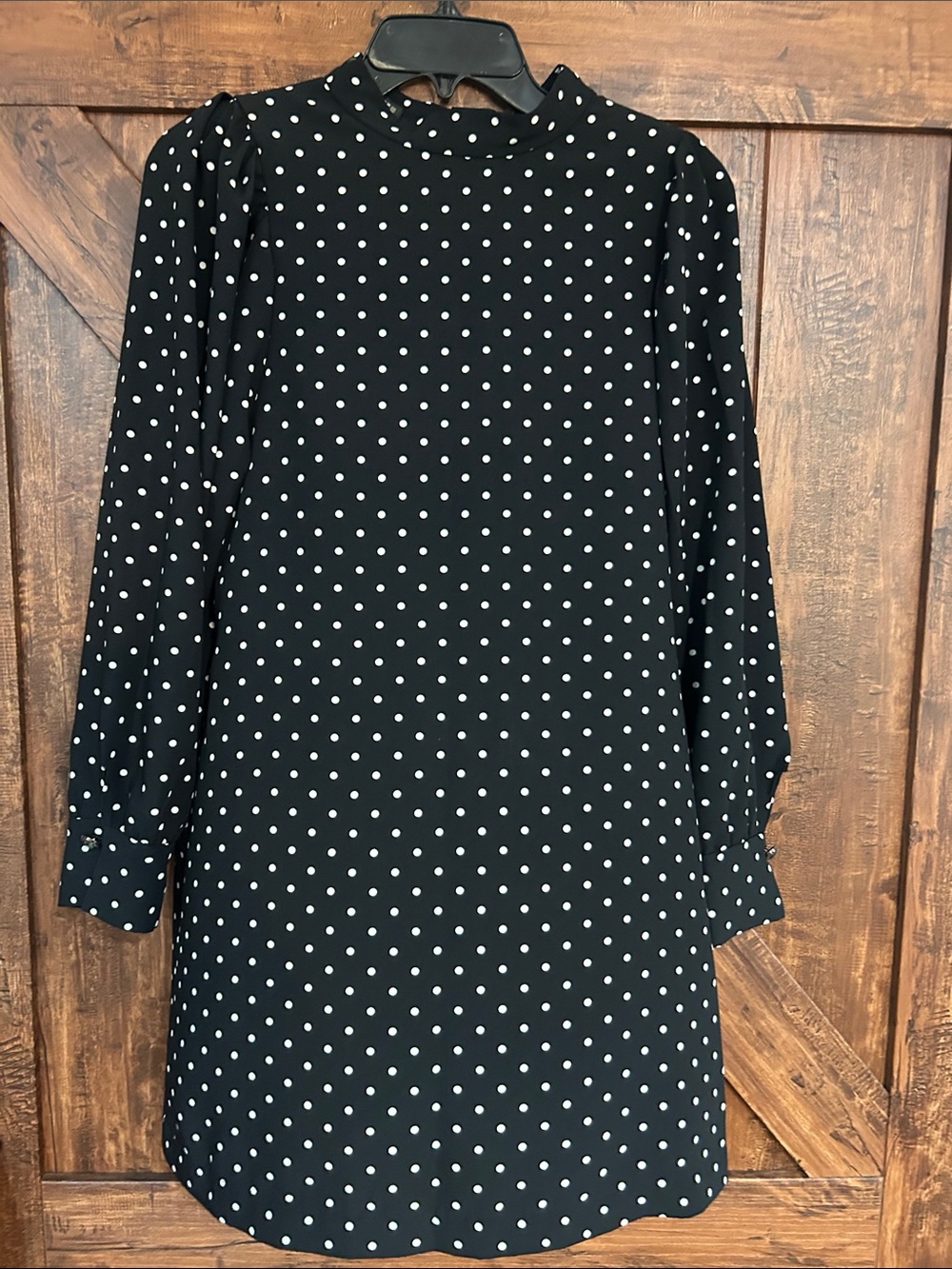Zara Black Dress with White Polka Dots — Long Sleeve